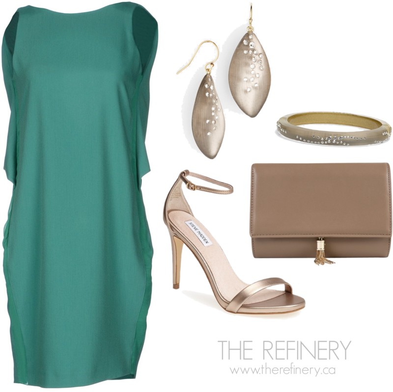 Evening outfit designed with soft colours.
