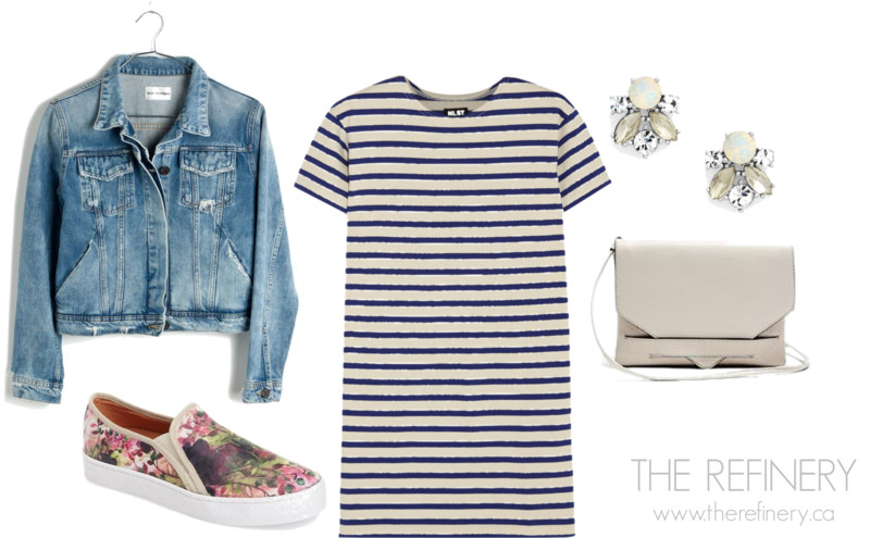 Spring outfit ideas | simple dress + short jacket + earrings + everyday bag | THE REFINERY