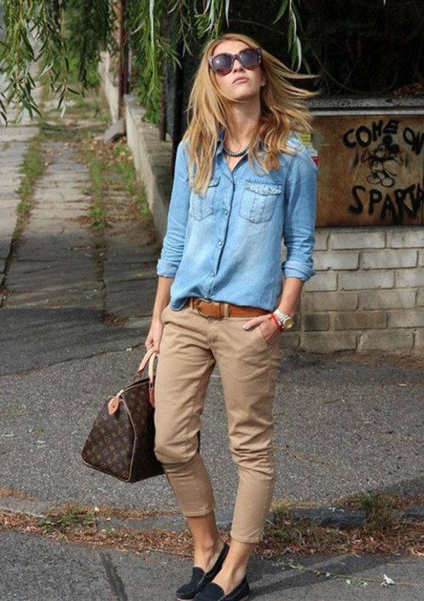 jean blouse outfit